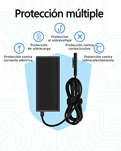 aifulo Cargador para computador Surface,15V 2.58A Adaptador de Cargador de Fuente de alimentación de Compatible con Surface Pro X Pro 7 Pro 6 Pro 5 Surface Laptop 3 2 1 Surface Go Surface Book