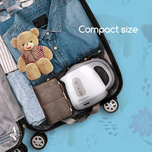 Aigostar Juliet 30Hio - Hervidor de Agua Compacto de 1 Litro, 1100W, Libre de Bpa. Base 360º, Filtro Desmontable, Sistema de Protección Contra la EbullicióN en Seco. Color Gris y Blanco. Diseño Exclusivo.