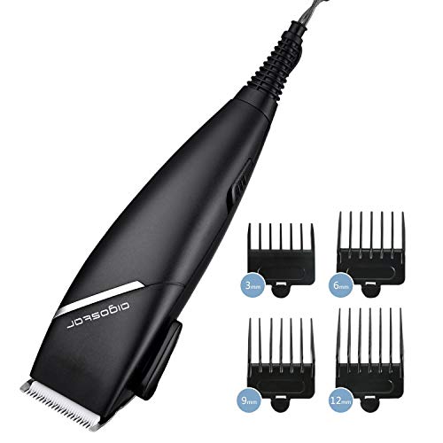Aigostar MR. Black - Cortapelos hombre, cortadora de pelo, 15 W potencia, 3 ajustes, maquinilla para cortar el pelo incluye un kit completo de mantenimiento y 4 peines-guía, color negro.