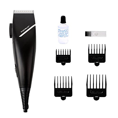 Aigostar MR. Black - Cortapelos hombre, cortadora de pelo, 15 W potencia, 3 ajustes, maquinilla para cortar el pelo incluye un kit completo de mantenimiento y 4 peines-guía, color negro.