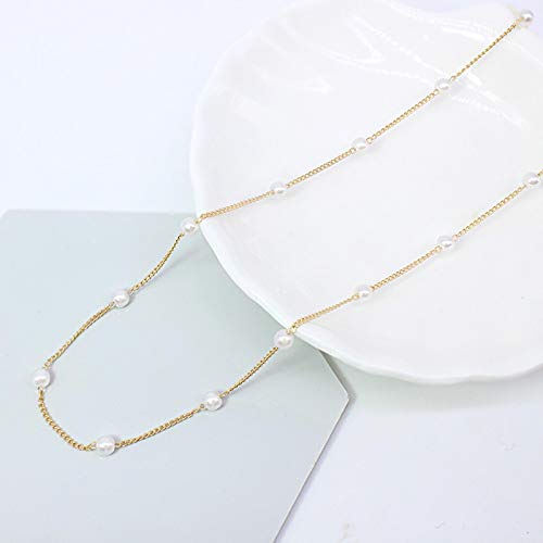 AILIU Cuentas Cadena para el Cuello de Las Mujeres Gargantilla de Perlas Collar de Color Dorado Gargantilla gótica Joyas en el Cuello Collar con Colgante para niña
