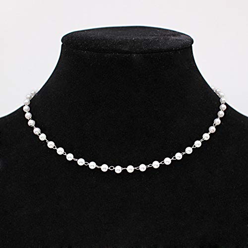 AILIU Cuentas Cadena para el Cuello de Las Mujeres Gargantilla de Perlas Collar de Color Dorado Gargantilla gótica Joyas en el Cuello Collar con Colgante para niña