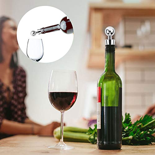 Aipaide 6 Piezas Tapón de Vino 3pcs Tapón de Champán de Acero Inoxidable y 3pcs Tapón de Vino de Bola para Vino Tinto, Espumoso, Cava