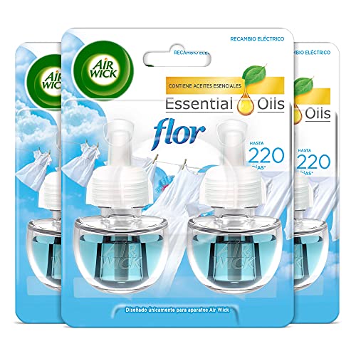 Air Wick Eléctrico - Recambios de ambientador automático eléctrico, esencia para casa con aroma a Flor Ropa Limpia - 83 g - Pack de 6