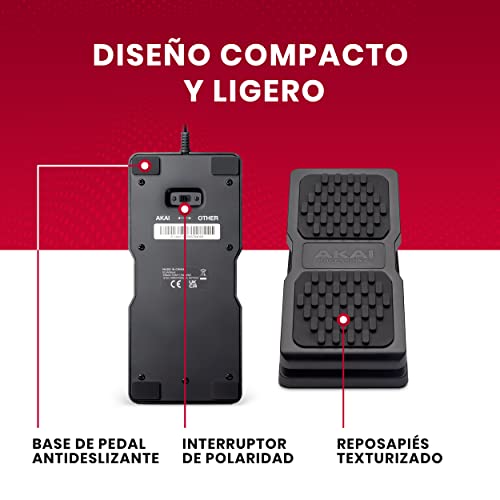 Akai Professional Pedal de expresión para teclados controladores MIDI y efectos para guitarra; pedal ligero, robusto y antideslizante, con cable de 1,8 m