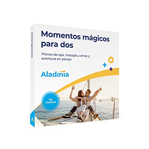 ALADINIA Momentos Mágicos para Dos. Cofre Regalo de experiencias Originales. Pack con más de 500 Actividades de Bienestar, cenas y Aventura para Dos. Bono sin Caducidad, Cambios Gratis e Ilimitados