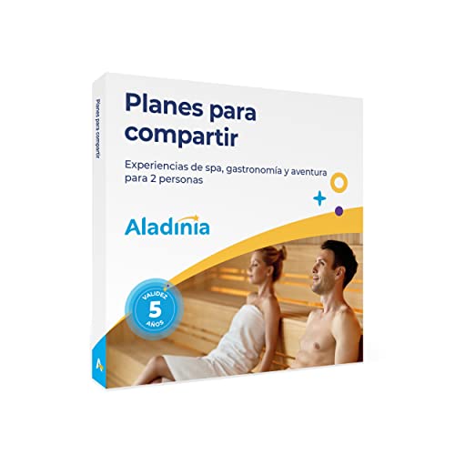 ALADINIA Planes para Compartir. Caja de experiencias para Regalar. Cofre con Actividades Originales de SPA, Aventura y Gastronomía para Dos Personas. Validez 5 años, Cambios Gratis e ilimitados