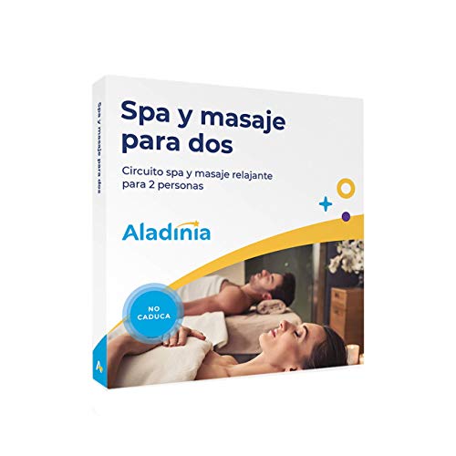 ALADINIA SPA y Masaje para Dos. Pack de experiencias originales para regalar. Cofre con circuito spa y masaje para dos, ideal para parejas o amigos. Sin caducidad, cambios gratis e ilimitados