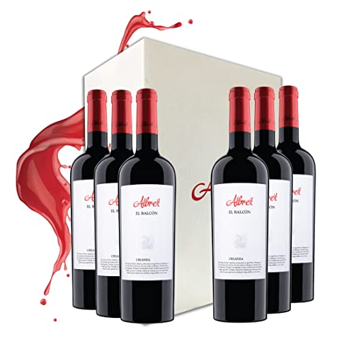 Albret El Balcón - Vino Tinto Crianza - Estuche de 6 Botellas x 750 ml - Cabernet Sauvignon, Tempranillo y Syrah - 14 Meses en Barrica de Roble Francés y Americano