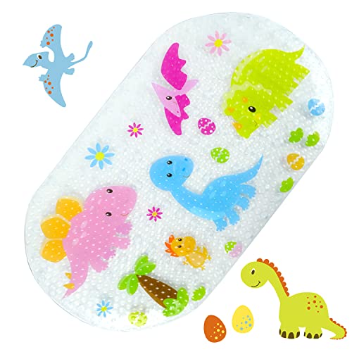 Alfombra Ba?era Antideslizante, Alfombrilla Ducha Antimoho con Ventosas para Infantil Ni?os, Alfombra de Ba?o F¨¢CIL de Limpiar, 38,5 x 70cm, Dinosaurio Transparente