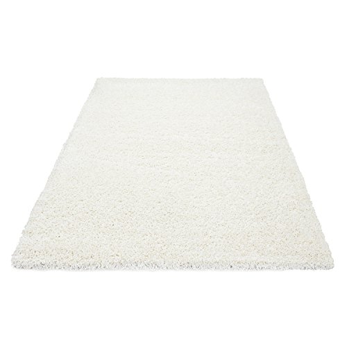 Alfombra de pelo largo tipo Shaggy de 50 mm, estera felpudo para el salón rectangular o redonda, colores universales, polipropileno, beige, 120 cm (redondo)