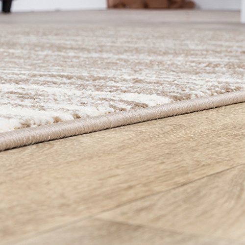 Alfombra para el salón, de color beige degradado, color crema, polipropileno, 120 x 170 cm