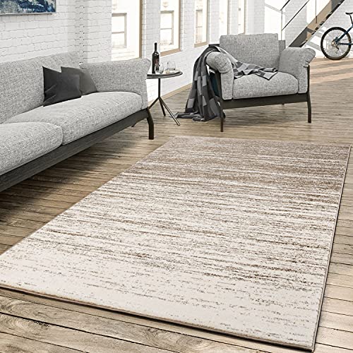 Alfombra para el salón, de color beige degradado, color crema, polipropileno, 120 x 170 cm