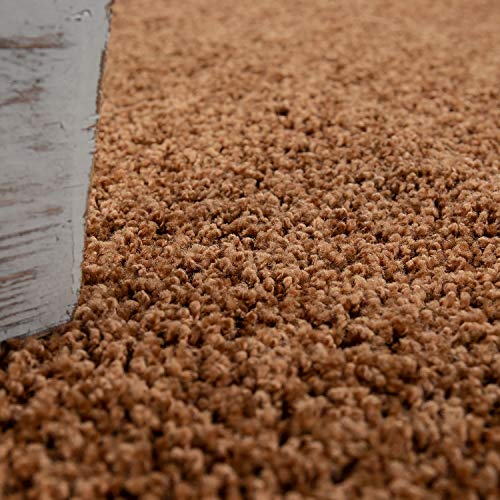 Alfombra Salón Redonda Pelo Largo Shaggy Dormitorio Mullida Moderna Pasillo Uni, tamaño:Ø 200 cm Redondo, Color:Terracota