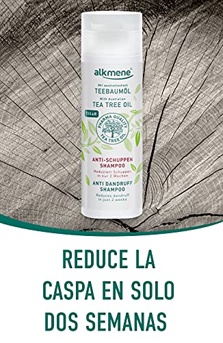 alkmene Champú anticaspa con aceite de árbol del té - Reduce la caspa en sólo dos semanas - champu vegano siliconas, parabenos - Shampo anticaspa 2x 200 ml