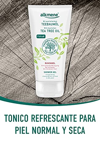alkmene Gel de ducha con aceite del árbol del té para pieles normales a secas - gel de baño vegano sin siliconas y parabenos - jabón liquido de baño 2x 200 ml