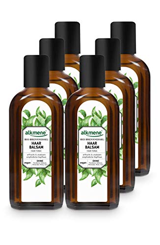alkmene Loción capilar con ortiga orgánica y provitamina B5 para cuero cabelludo sensible y pelo fino - balsamo sin silicona, parabenos ni SLS y SLES 6x 250 ml