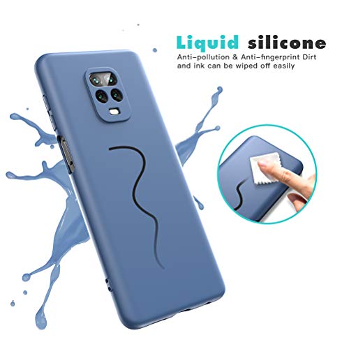 All Do Funda para Xiaomi Redmi Note 9S/9 Pro, Protector Pantalla Cristal Templado, Carcasa de Silicona Líquida Gel Ultra Suave Funda con tapete de Microfibra Anti-Rasguño - Azul