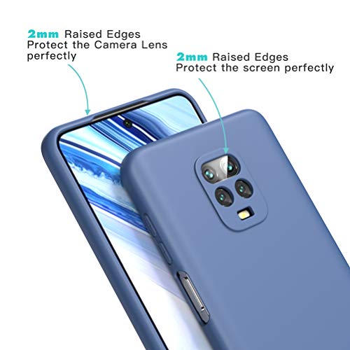 All Do Funda para Xiaomi Redmi Note 9S/9 Pro, Protector Pantalla Cristal Templado, Carcasa de Silicona Líquida Gel Ultra Suave Funda con tapete de Microfibra Anti-Rasguño - Azul