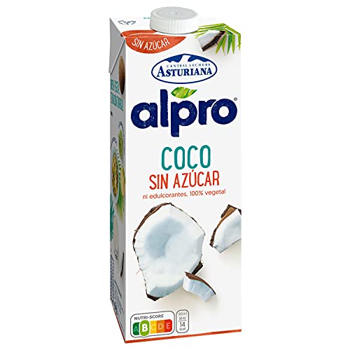 Alpro Central Lechera Asturiana Bebida de Coco, sin Azúcar, 8 x 1L