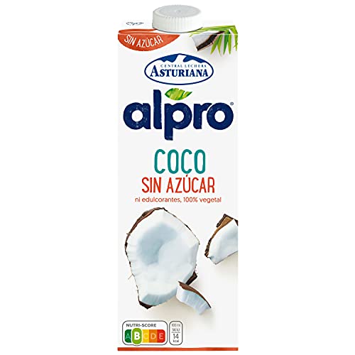 Alpro Central Lechera Asturiana Bebida de Coco, sin Azúcar, 8 x 1L