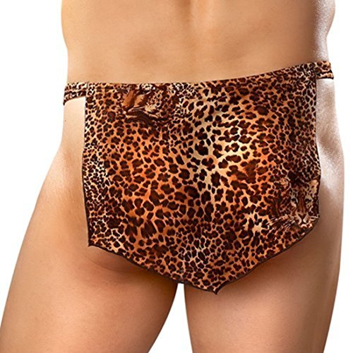 Alvivi Tanga Sexy para Hombre Ropa Interior Slips Divertidos con Cintura Elástica Calzoncillos Leopardo Lencería Erótica de Club Jockstrap Maculino de Noche Marrón Medium