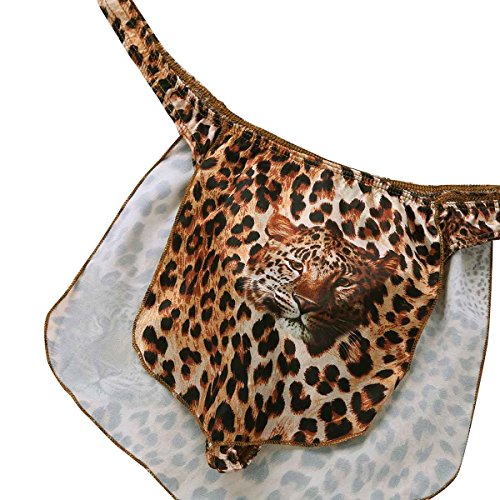 Alvivi Tanga Sexy para Hombre Ropa Interior Slips Divertidos con Cintura Elástica Calzoncillos Leopardo Lencería Erótica de Club Jockstrap Maculino de Noche Marrón Medium