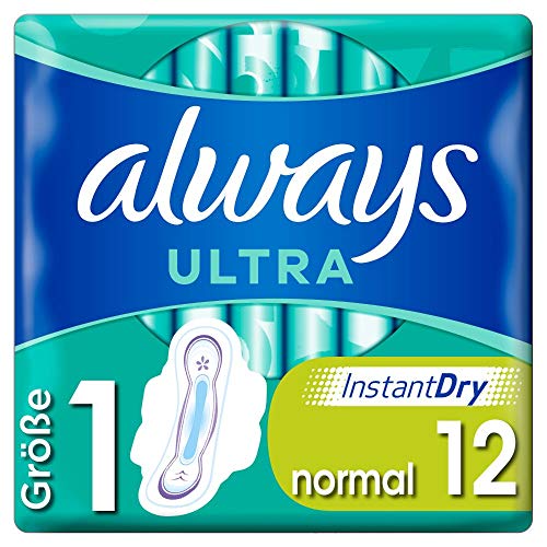 Always Compresas ultra finas para mujer, tamaño 1 (12 compresas con alas), muy absorbentes, neutralizan los olores y evitan las fugas.
