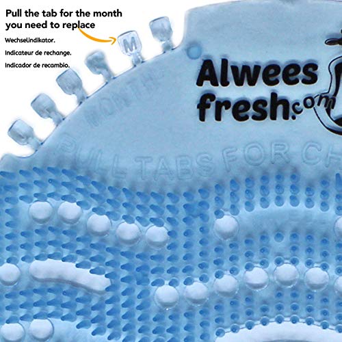 Alwees Fresh - Protector para orinal & desodorizador - Fragancia Verano Azul (10 unidades) - Neutralizador de olores y salpicaduras - Se adapta a todo tipo de Urinales