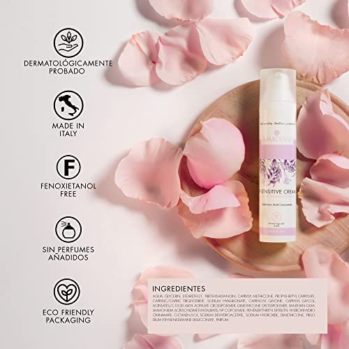 AMADERM H-Sensitive Cream 100ml | Crema Hidratante Facial Mujer con Ácido Hialurónico Concentrado | MADE IN ITALY Crema Facial para Piel Seca, Opaca y Madura, y Base Maquillaje para Tu Skincare Diario