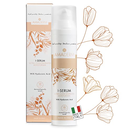 AMADERM I-Serum 100ml | Sérum Facial con Ácido Hialurónico Puro 100% y Vitamina E | MADE IN ITALY Sérum Hidratante y Antioxidante para Cara y Cuello con Efecto Filler | PARABEN & SILICON FREE