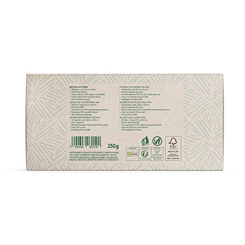 Amazon Aware Pañuelos faciales, fabricados con papel 100% reciclado, 15 cajas, 100 pañuelos de 4 capas por caja