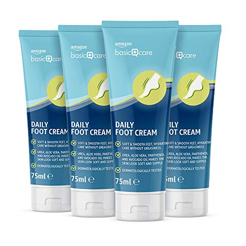 Amazon Basic Care Crema de pies cuidado diario con aguacate - Pack de 4 (4 tubos de 75 ml)