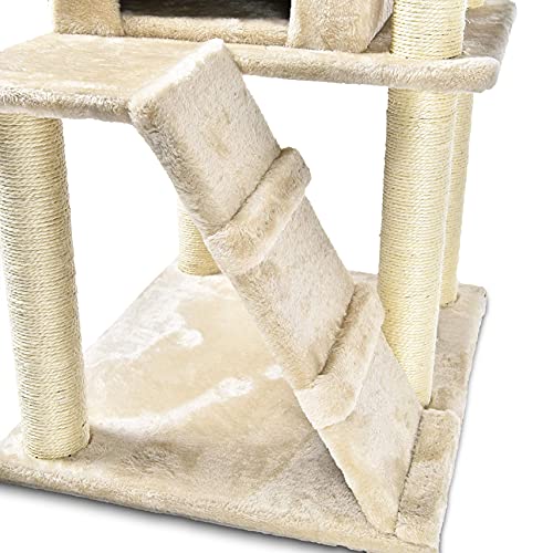 Amazon Basics - Árbol con varias torres para gatos, grande, 61x154,9x48,3 cm, beige