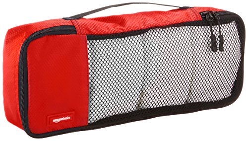 Amazon Basics - Bolsas de equipaje alargadas (4 unidades), Rojo