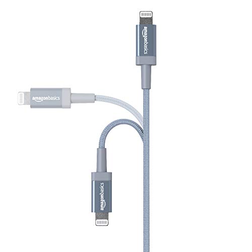 Amazon Basics - Cable Lightning a USB-A de nailon trenzado, cargador certificado por MFi, color gris oscuro, 0,9 m