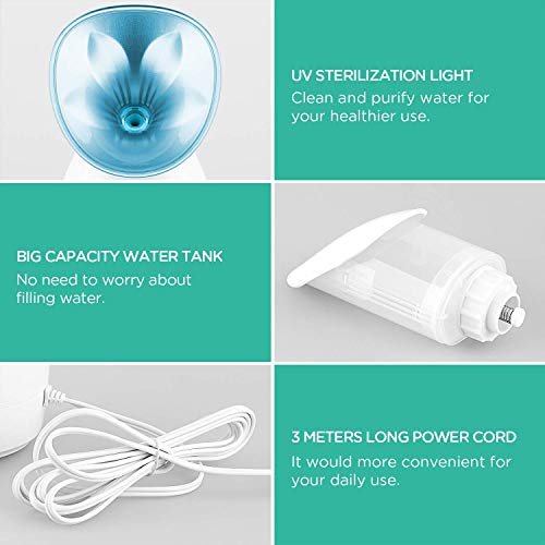 Amazon Brand - Umi Sauna Facial Vaporizador Facial Profesional Sauna Spa de vapor nanoiónico para limpieza profunda del cutis que ayuda a abrir los poros, a eliminar los puntos negros, Azul