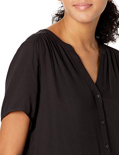 Amazon Essentials Blusa Tejida de Manga Corta Dress-Shirts, Negro, S