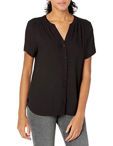 Amazon Essentials Blusa Tejida de Manga Corta Dress-Shirts, Negro, S
