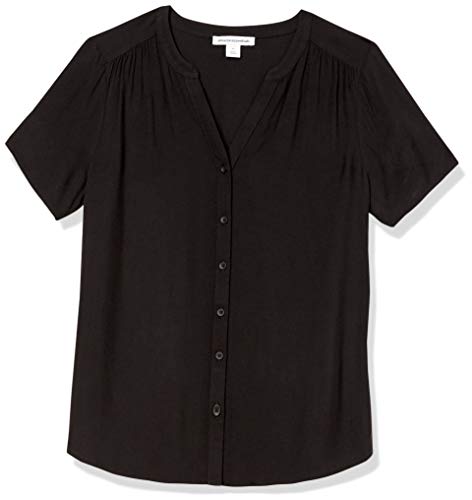 Amazon Essentials Blusa Tejida de Manga Corta Dress-Shirts, Negro, S