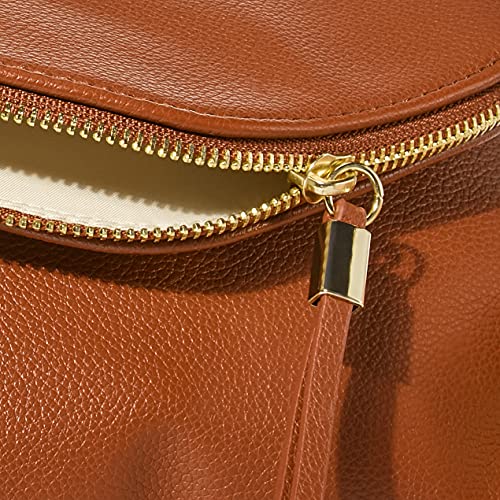 Amazon Essentials Bolsa Cruzada con Cierre de Solapa Cepillo para Zapatos, Coñac, One Size A US