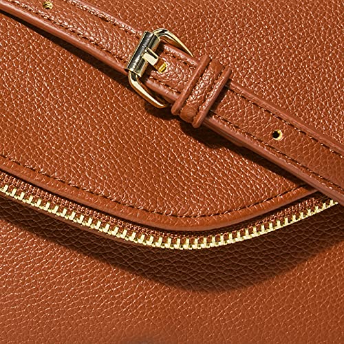 Amazon Essentials Bolsa Cruzada con Cierre de Solapa Cepillo para Zapatos, Coñac, One Size A US