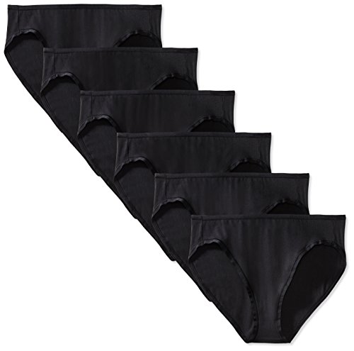 Amazon Essentials Cotton Stretch Bikini Panty, 6-Pack baño, Negro (Black), Small