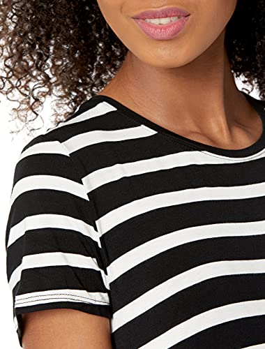 Amazon Essentials Vestido Maxi de Manga Corta Mujer, Negro, Rayas Marineras, S