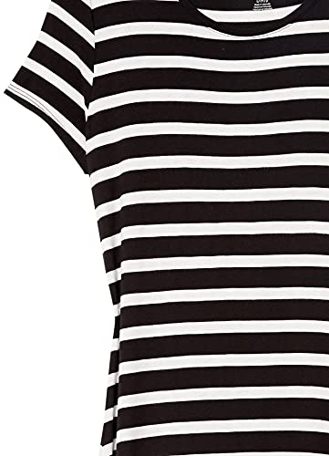 Amazon Essentials Vestido Maxi de Manga Corta Mujer, Negro, Rayas Marineras, S