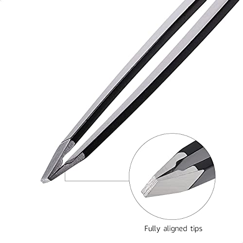 AmazonCommercial - Juego de pinzas perfiladoras para cejas en acero inoxidable, punta oblicua afilada, retirada de vello precisa, perfectas para pelo a punto de salir, paquete de 4 unidades