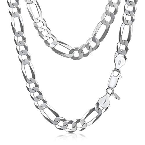 Amberta Cadena Fígaro para Hombres en Plata de Ley 925: Anchura 0.77 cm Longitud 50 cm