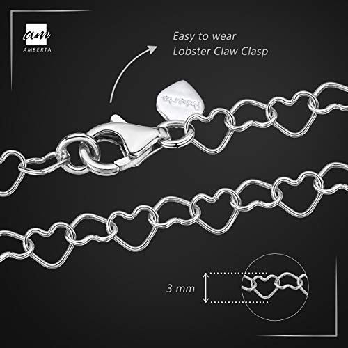 Amberta Pulsera de Corazones para Mujer en Plata de Ley 925: Plata