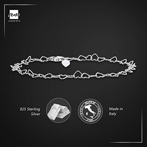 Amberta Pulsera de Corazones para Mujer en Plata de Ley 925: Plata