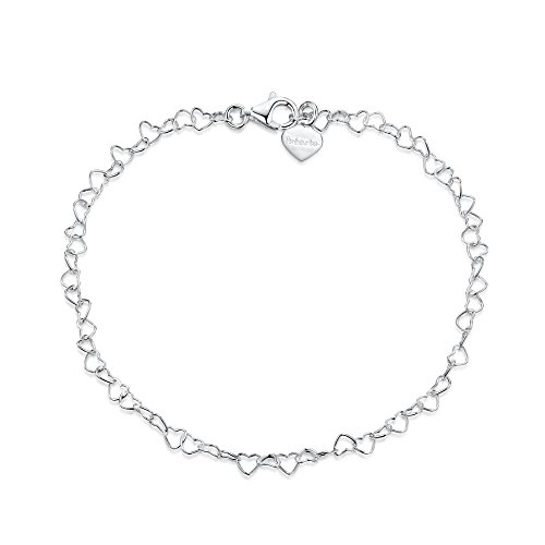 Amberta Pulsera de Corazones para Mujer en Plata de Ley 925: Plata